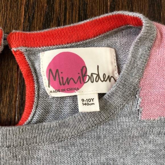 Mini Boden Girls 9-10Y Gray w/Multi-Color Hearts Long-Sleeve Knit Sweater Dress - Picture 7 of 10